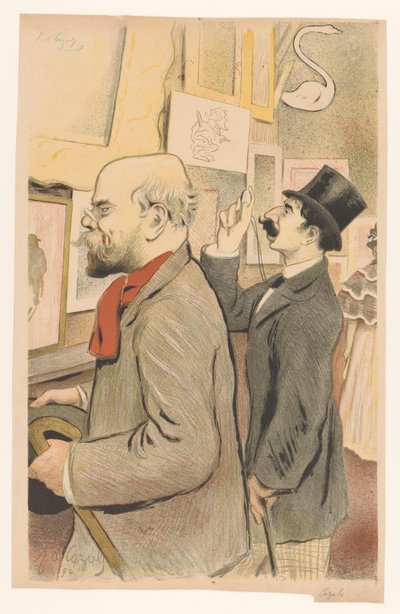 Verlaine e um homem desconhecido olhando impressões de Frederic Auguste Cazals