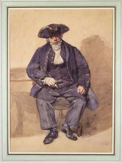 Retrato de John Adams, também conhecido por John Wilkinson, contramestre, 78 anos (aguarela) de Frederic Cruikshank