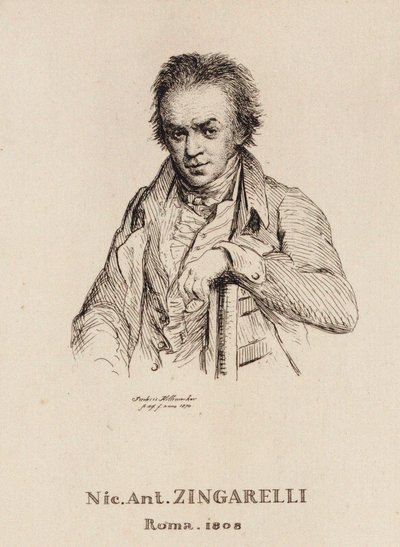 Retrato do Compositor Nicola Antonio Zingarelli 1752-1837. de Frederic Desire Hillemacher