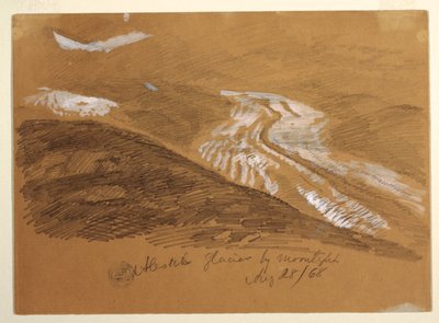 Geleira Aletsch ao luar, Alpes Berneses, Suíça de Frederic Edwin Church