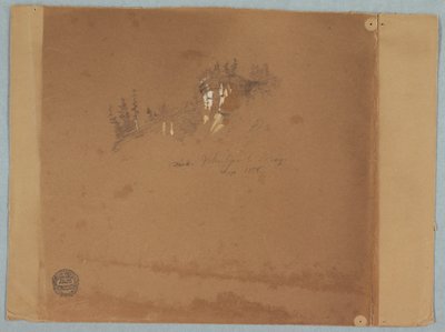 Desenho
Desenho, Niágara perto da banheira de hidromassagem mostrando árvores e uma rocha, setembro de 1858 de Frederic Edwin Church