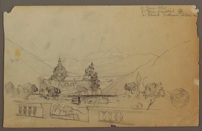 Desenho, Uma Igreja nas Montanhas do Equador, setembro de 1853 de Frederic Edwin Church
