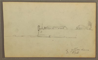 Desenho, Um Forte; Verso: Esboços Botânicos, Casa, 1857 de Frederic Edwin Church