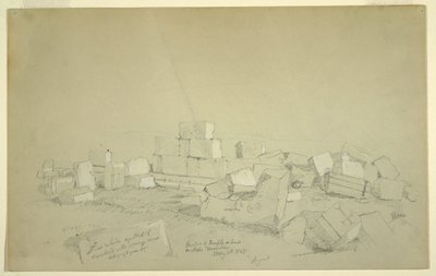 Desenho, Túmulo de Abels na montanha acima de Suk Wadi, 4 de maio de 1868 de Frederic Edwin Church