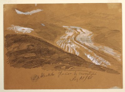 Desenho, glaciar de Aletsch ao luar, Alpes Berneses, Suíça, 28 de agosto de 1868 de Frederic Edwin Church
