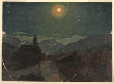 Desenho, Paisagem alpina à noite, 1868 de Frederic Edwin Church