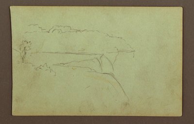 Desenho, Cataratas americanas sob um céu nublado, rio Niagara, possivelmente 1856 de Frederic Edwin Church