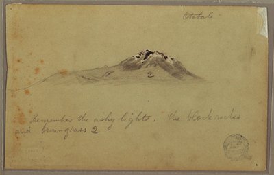 Desenho, Pico da Montanha Andina (Cayambe ), Otavalo, Equador, agosto ou setembro de 1853 de Frederic Edwin Church