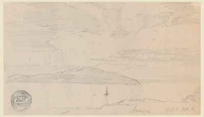 Desenho, Aurora, Ilha do Monte Deserto, setembro de 1860 de Frederic Edwin Church