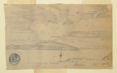 Desenho, Aurora, Ilha do Monte Deserto, setembro de 1860 de Frederic Edwin Church