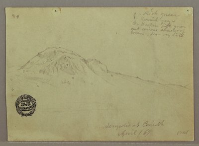 Desenho, Colina Nua, Acrópole de Corinto, Grécia, abril de 1869 de Frederic Edwin Church