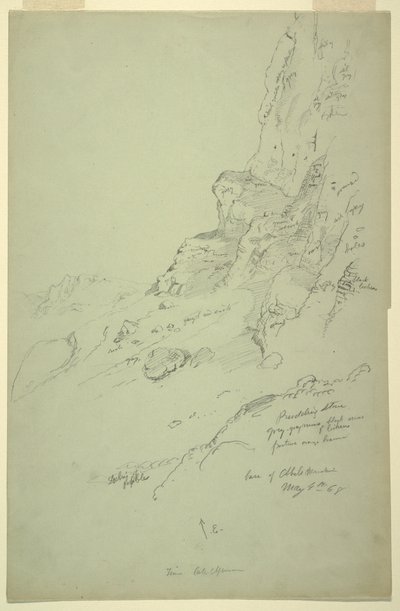 Desenho, Base da colina a oeste de Suk Wadi, Barada, 4 de maio de 1868 de Frederic Edwin Church