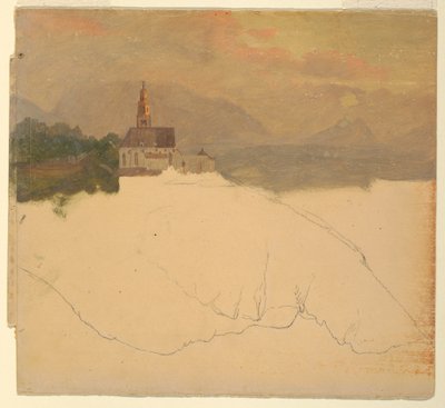 Desenho, Paisagem da Baviera, 1868 de Frederic Edwin Church