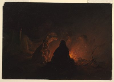 Desenho, Beduínos num acampamento à noite, fevereiro ou março de 1868 de Frederic Edwin Church