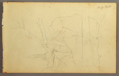 Desenho, Pedregulhos entre árvores, 1844 de Frederic Edwin Church