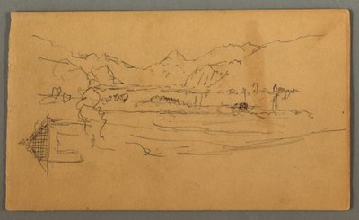 Desenho, Vale largo, barracão, St. Gilgen, Áustria, possivelmente 1868 de Frederic Edwin Church