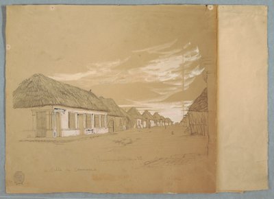 Desenho, Calle de Commerce, Barranquilla, Colômbia, maio de 1853 de Frederic Edwin Church