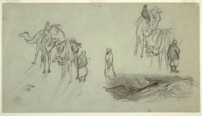 Desenho, Camelos e cavaleiros; Sailbo, 1868 de Frederic Edwin Church