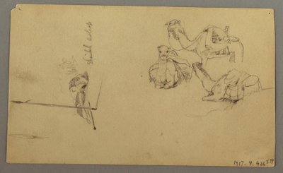 Desenho, Camelos a beber numa colina, 22 de fevereiro, possivelmente 1868 de Frederic Edwin Church