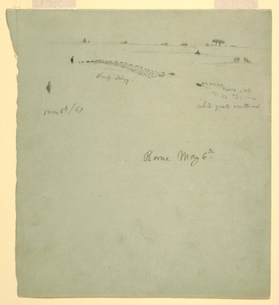 Desenho, Campagna, Roma, Itália, 6 de maio de 1869 de Frederic Edwin Church