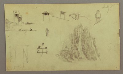 Desenho, chaminés, cascatas, figura, etc., julho possivelmente 1868 de Frederic Edwin Church