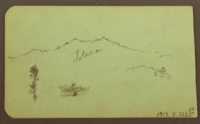 Desenho, Igreja; Verso: Paisagem de montanha, "Taluca", 1883 de Frederic Edwin Church