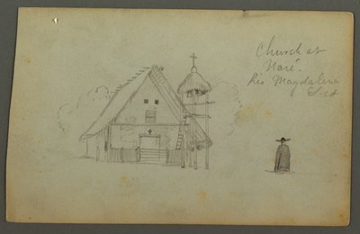 Desenho, Igreja de Naré, Rio Magdalena, Colômbia, 1853 de Frederic Edwin Church
