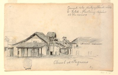 Desenho, Igreja de Tuquerres, Colômbia, agosto de 1853 de Frederic Edwin Church