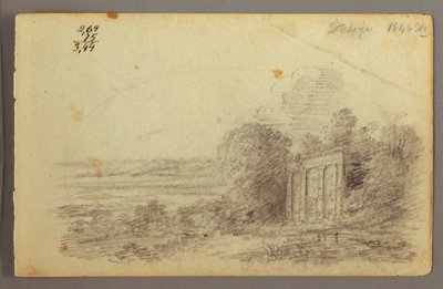 Desenho, Ruína Clássica, Árvores, 1844 de Frederic Edwin Church