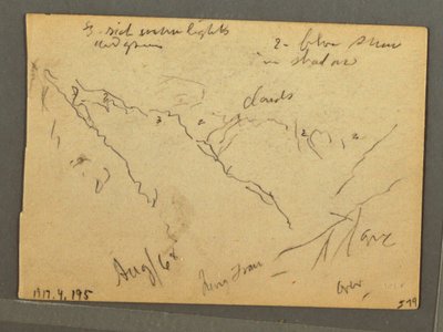 Desenho, Jungfrau coberto de nuvens, Interlaken, Suíça, agosto de 1868 de Frederic Edwin Church
