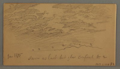 Desenho, Nuvem sobre as colinas, janeiro de 1875 de Frederic Edwin Church