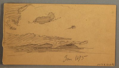 Desenho, Nuvem sobre as colinas, possivelmente 1875 de Frederic Edwin Church