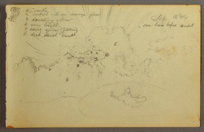 Desenho, Estudo de nuvens com o sol a brilhar, 1844 de Frederic Edwin Church