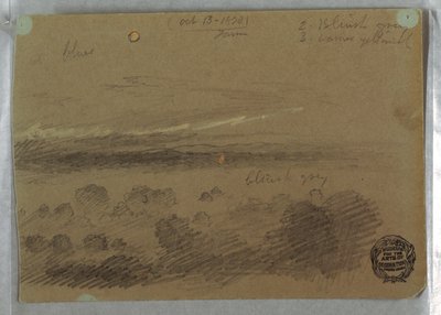 Desenho, Céu nublado e lua, 13 de outubro de 1870 de Frederic Edwin Church