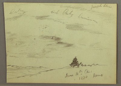 Desenho, Céu nublado, encosta, 1870 de Frederic Edwin Church