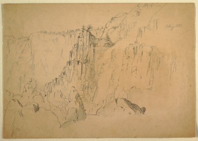 Desenho, Costa com rochedos íngremes, agosto de 1885 de Frederic Edwin Church