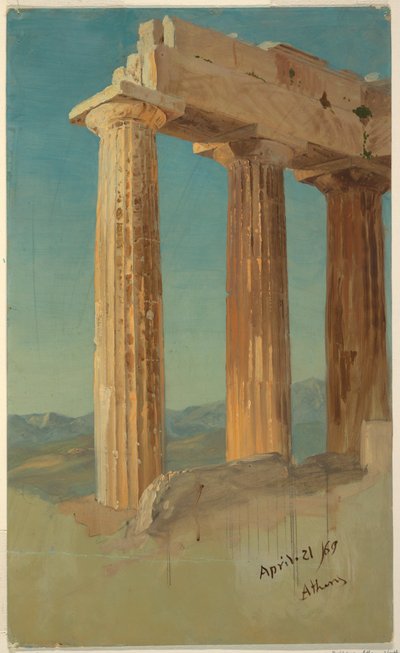 Desenho, Colunas do Pártenon, Atenas, 21 de abril de 1869 de Frederic Edwin Church
