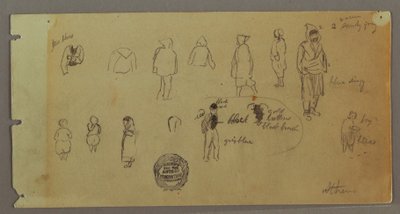 Desenho, Esboços de trajes e figuras, possivelmente 1869 de Frederic Edwin Church