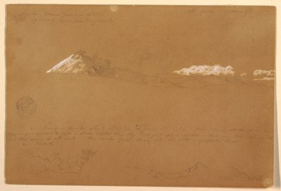 Desenho, Cotapaxi, manhã, do Templo do Sol, Quito, Equador, 24 de junho de 1857 de Frederic Edwin Church