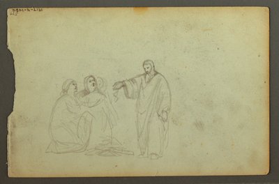Desenho, Carroça coberta, Três estudos de uma mulher, possivelmente 1868 de Frederic Edwin Church