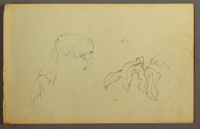 Desenho, Vaca a coçar a cabeça, planta de folha, possivelmente 1844 de Frederic Edwin Church