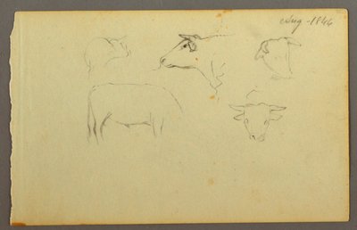 Desenho, Vacas, 1844 de Frederic Edwin Church