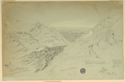 Desenho, Vista distante de Damasco, Síria, 2 de maio de 1868 de Frederic Edwin Church