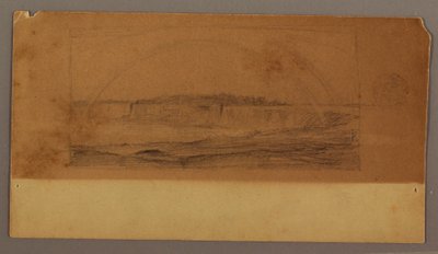 Desenho, Arco-íris duplo sobre as cataratas, rio Niágara, possivelmente 1858 de Frederic Edwin Church