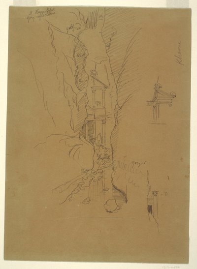 Desenho, El Khasneh do Sik, Petra, finais de fevereiro de 1868 de Frederic Edwin Church