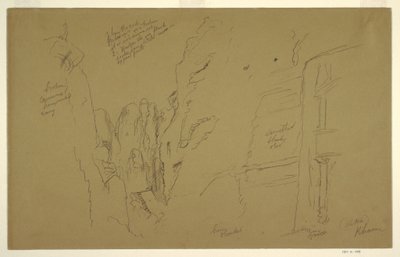 Desenho, El Khasnesh, Petra Jordânia, 26 de fevereiro de 1868 de Frederic Edwin Church