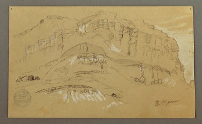 Desenho, Vale do Iémen, Arábia:  Parede rochosa, 20 de fevereiro de 1868 de Frederic Edwin Church