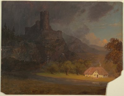 Desenho, Castelo inglês e casa de campo, ca. 1844 de Frederic Edwin Church
