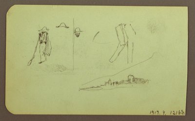Desenho, Fábrica; Verso: Figuras, 1883 de Frederic Edwin Church
