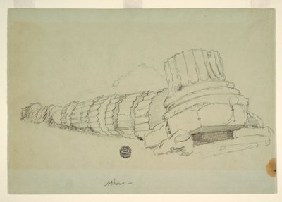 Desenho, Coluna caída do Templo de Zeus Olímpico, Atenas, abril de 1869 de Frederic Edwin Church